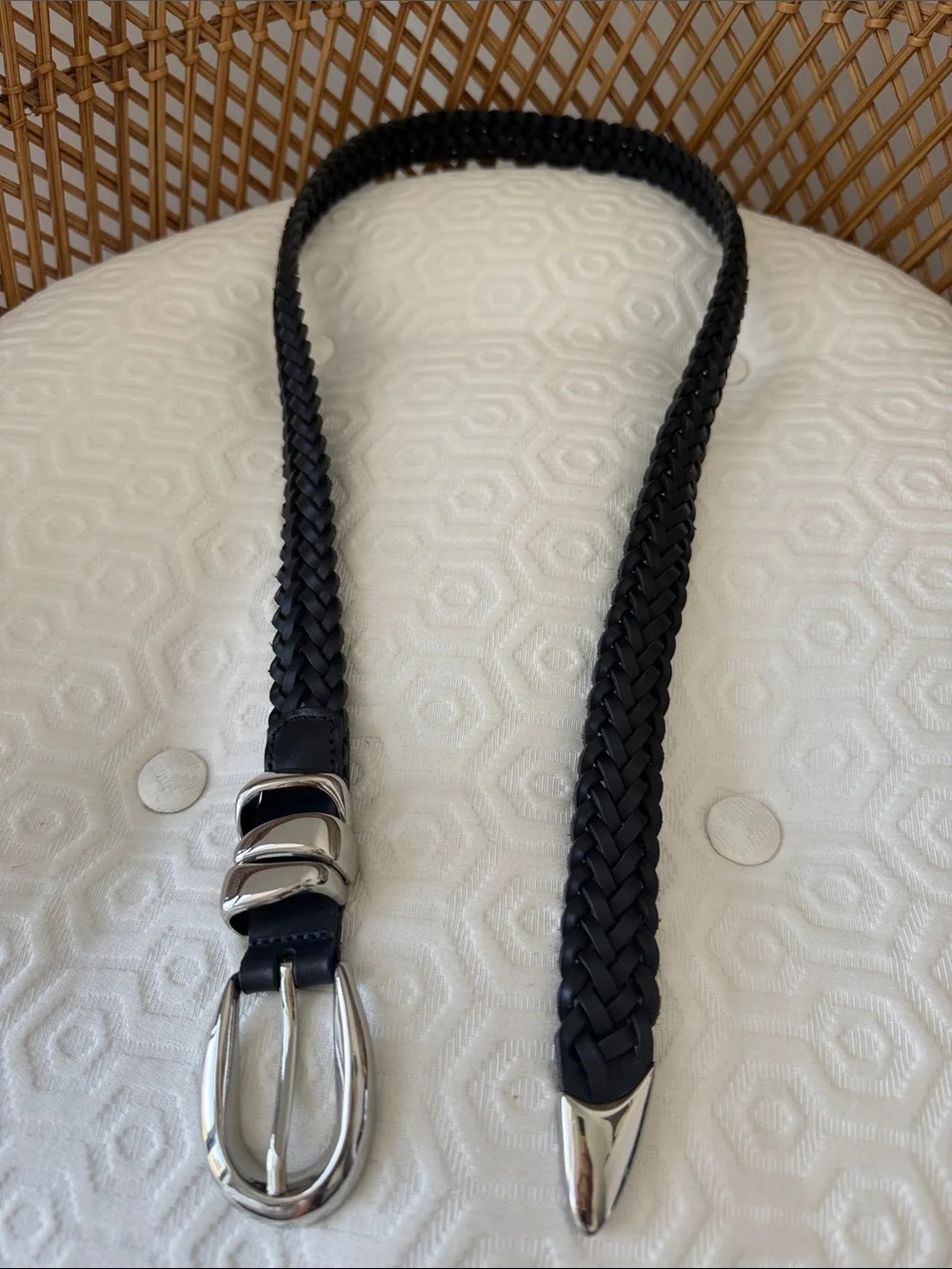 Madewell Deep Indigo Triple Leather Keeper Belt with Polished Silver Buckle
